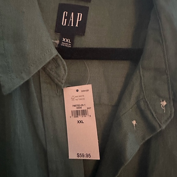 Gap linen boyfriend, shirt, sagebrush green size XXL, NWT - Picture 4 of 5